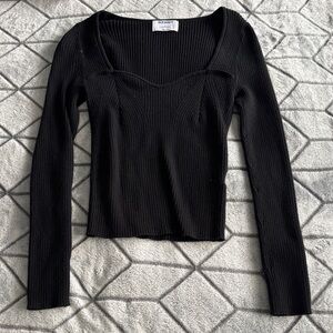 Old Navy Black Ribbed Scoop Neck Sweater